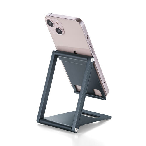 モバイルスタンド（折りたたみ式・超薄型9mm・アルミ製・冷却・無段階角度調整・持ち運び・タブレットスタンド・スマホスタンド）