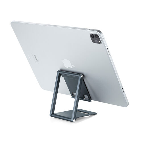 モバイルスタンド（折りたたみ式・超薄型9mm・アルミ製・冷却・無段階角度調整・持ち運び・タブレットスタンド・スマホスタンド）
