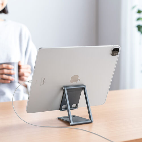 モバイルスタンド（折りたたみ式・超薄型9mm・アルミ製・冷却・無段階角度調整・持ち運び・タブレットスタンド・スマホスタンド）