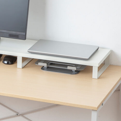 ノートパソコンスタンド（角度・高さ無段階調整タイプ・折りたたみ可能・姿勢改善・タブレットスタンド・スチール製・マグネット製品対応）