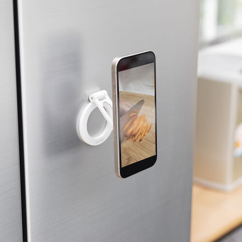 スマホスタンド（MagSafe対応・両面マグネット・携帯リング・折りたたみ・スマホホルダー・360度調整・片手操作・磁気吸着・iPhone/Android・メタルリング付属・ホワイト）