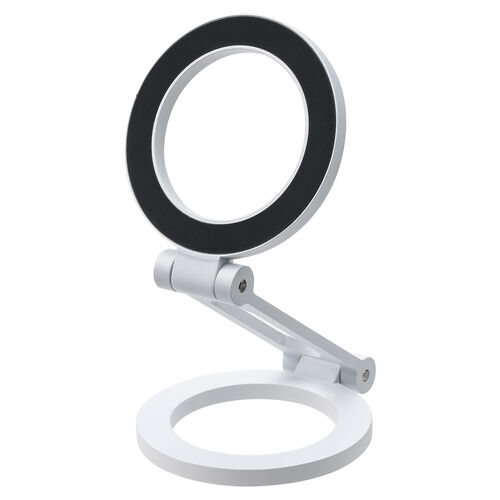 スマホスタンド（MagSafe対応・両面マグネット・携帯リング・折りたたみ・スマホホルダー・360度調整・片手操作・磁気吸着・iPhone/Android・メタルリング付属・ホワイト）