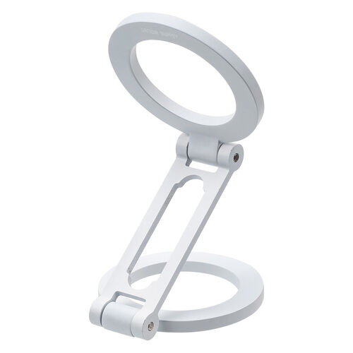 スマホスタンド（MagSafe対応・両面マグネット・携帯リング・折りたたみ・スマホホルダー・360度調整・片手操作・磁気吸着・iPhone/Android・メタルリング付属・ホワイト）