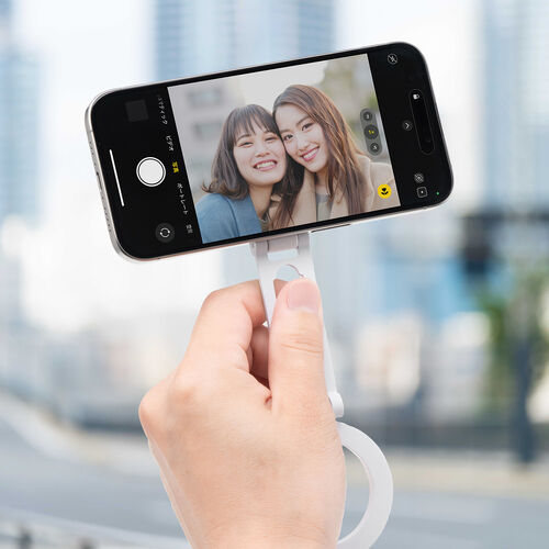 スマホスタンド（MagSafe対応・両面マグネット・携帯リング・折りたたみ・スマホホルダー・360度調整・片手操作・磁気吸着・iPhone/Android・メタルリング付属・ホワイト）