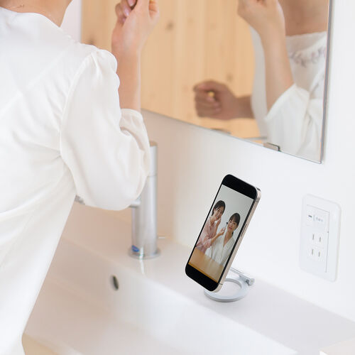 スマホスタンド（MagSafe対応・両面マグネット・携帯リング・折りたたみ・スマホホルダー・360度調整・片手操作・磁気吸着・iPhone/Android・メタルリング付属・ホワイト）