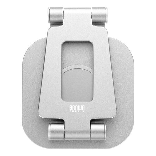 スマホスタンド（回転・折りたたみ・アルミ製・無段階・角度調整・2関節・スマートフォンスタンド・Switch・シルバー）