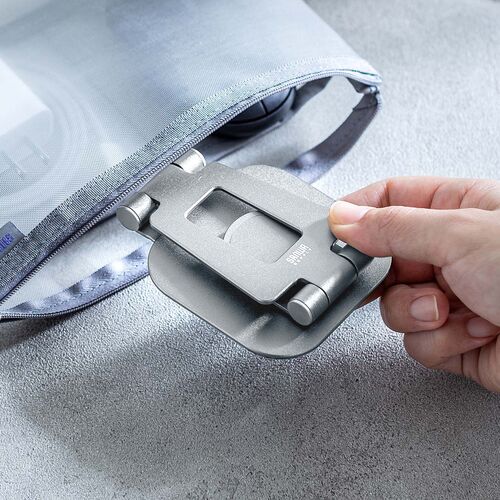 スマホスタンド（回転・折りたたみ・アルミ製・無段階・角度調整・2関節・スマートフォンスタンド・Switch・シルバー）