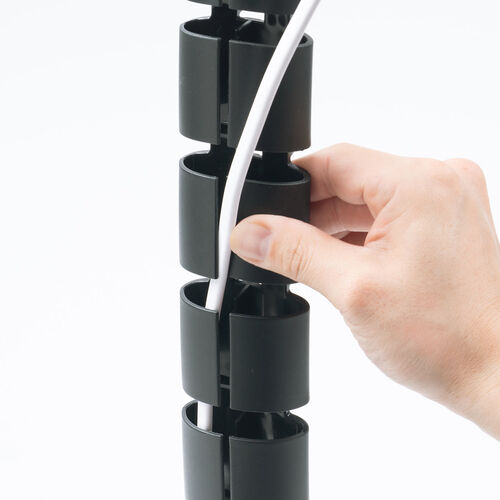 ケーブルカバー（タップホルダー付き・昇降デスク用・クランプ式・ケーブルガイド・配線カバー・130cm・配線整理・ブラック）