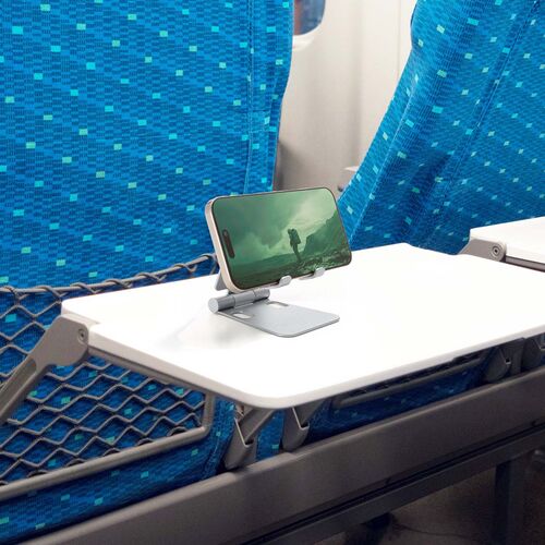 スマホスタンド（折りたたみ式・アルミ製・無段階・角度調整・2関節・スマートフォンスタンド・Switch・シルバー）