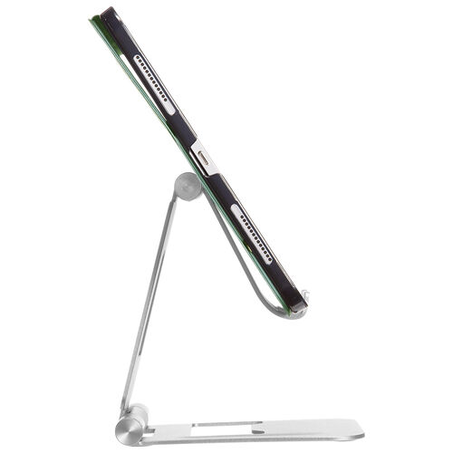 タブレットスタンド（折りたたみ式 ・アルミ製・無段階・角度調整・2関節・iPad・Switch・シルバー）