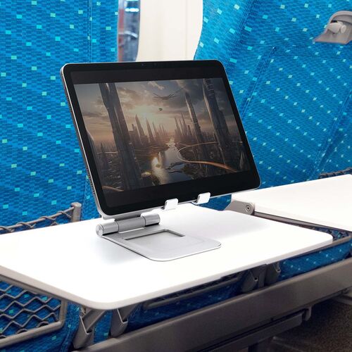 タブレットスタンド（折りたたみ式 ・アルミ製・無段階・角度調整・2関節・iPad・Switch・シルバー）