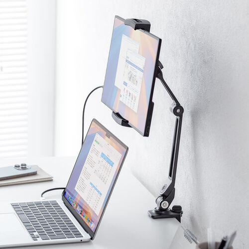 モバイルモニタースタンド（クランプ・17.3インチ・16インチ・15.8インチ・15.6インチ・360°回転・3関節アーム・高さ・角度調整・モバイルディスプレイ・iPad・タブレット）