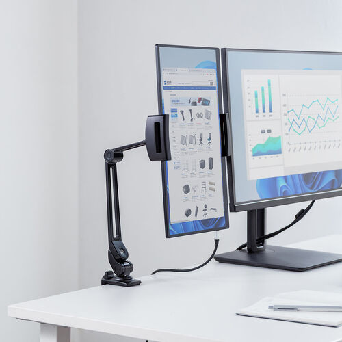 モバイルモニタースタンド（クランプ・17.3インチ・16インチ・15.8インチ・15.6インチ・360°回転・3関節アーム・高さ・角度調整・モバイルディスプレイ・iPad・タブレット）