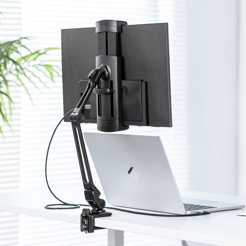 モバイルモニタースタンド（クランプ・17.3インチ・16インチ・15.8インチ・15.6インチ・360°回転・3関節アーム・高さ・角度調整・モバイルディスプレイ・iPad・タブレット）