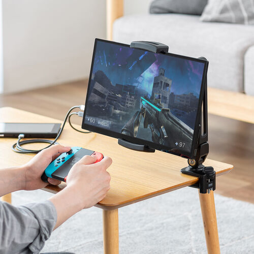 モバイルモニタースタンド（クランプ・17.3インチ・16インチ・15.8インチ・15.6インチ・360°回転・3関節アーム・高さ・角度調整・モバイルディスプレイ・iPad・タブレット）
