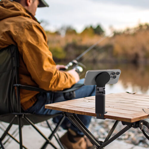 MagSafe対応スマホスタンド（トラベルスマホホルダー・磁気吸着・360度調整・片手操作・新幹線・飛行機・折りたたみ・持ち運び・旅行・出張・自撮り棒・iPhone/Android・メタルリング付属）