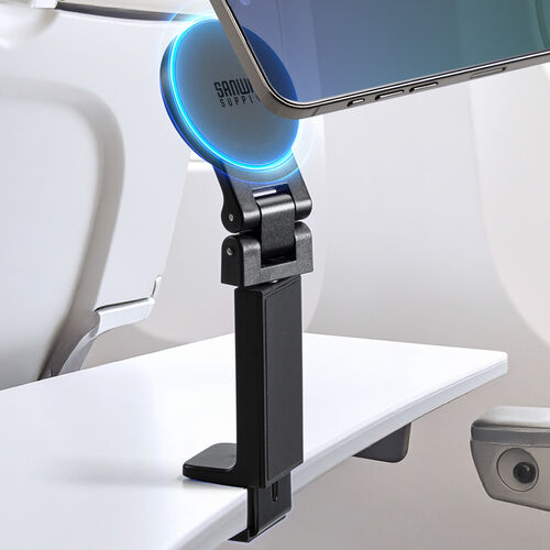 MagSafe対応スマホスタンド（トラベルスマホホルダー・磁気吸着・360度調整・片手操作・新幹線・飛行機・折りたたみ・持ち運び・旅行・出張・自撮り棒・iPhone/Android・メタルリング付属）