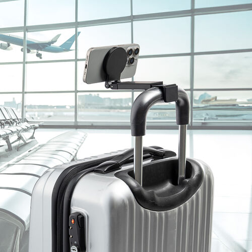 MagSafe対応スマホスタンド（トラベルスマホホルダー・磁気吸着・360度調整・片手操作・新幹線・飛行機・折りたたみ・持ち運び・旅行・出張・自撮り棒・iPhone/Android・メタルリング付属）