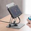 タブレットスタンド（回転・折りたたみ・アルミ製・無段階・角度調整・2関節・スマートフォンスタンド・Switch・グレー）