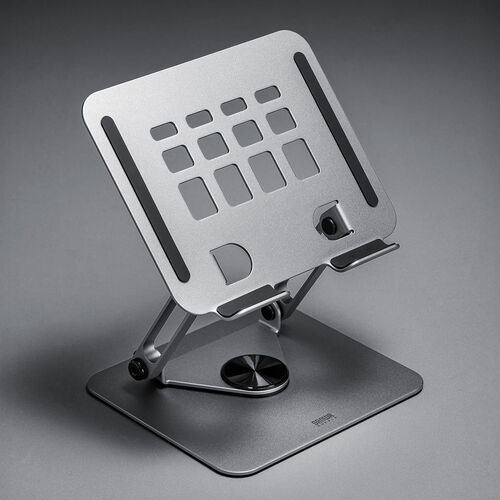 タブレットスタンド（回転・折りたたみ・アルミ製・無段階・角度調整・2関節・スマートフォンスタンド・Switch・グレー）