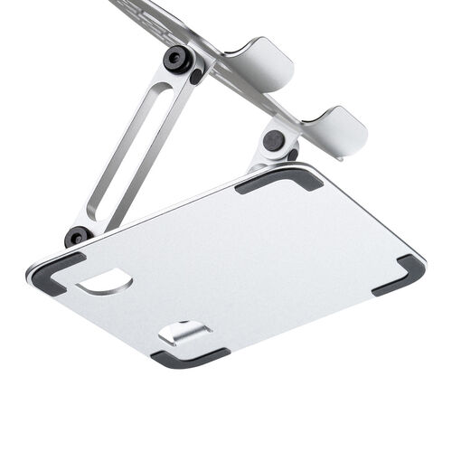 タブレットスタンド（折りたたみ・アルミ製・無段階・角度調整・2関節・スマートフォンスタンド・Switch・シルバー）