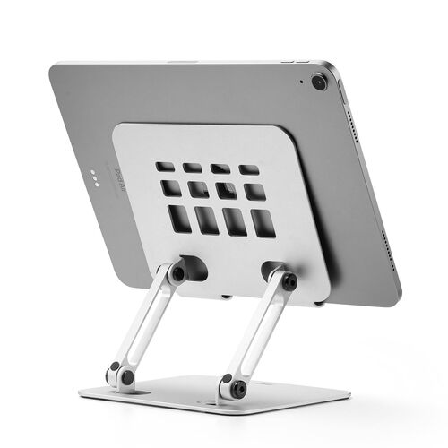 タブレットスタンド（折りたたみ・アルミ製・無段階・角度調整・2関節・スマートフォンスタンド・Switch・シルバー）
