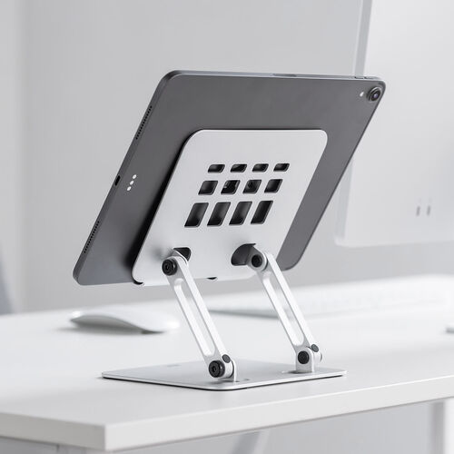 タブレットスタンド（折りたたみ・アルミ製・無段階・角度調整・2関節・スマートフォンスタンド・Switch・シルバー）