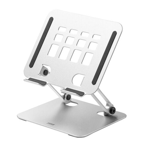 タブレットスタンド（折りたたみ・アルミ製・無段階・角度調整・2関節・スマートフォンスタンド・Switch・シルバー）