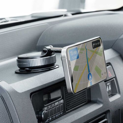 MagSafe対応スマホスタンド（手動真空吸盤・360°調整・片手操作・折りたたみ・スマホホルダー・携帯スタンド・車載ホルダー・iPhone/Android・メタルリング付属）