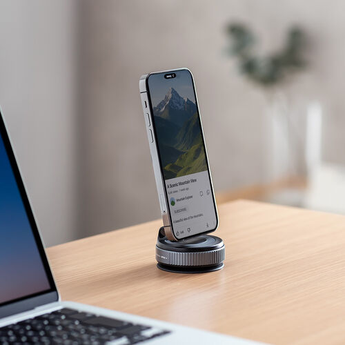 MagSafe対応スマホスタンド（手動真空吸盤・360°調整・片手操作・折りたたみ・スマホホルダー・携帯スタンド・車載ホルダー・iPhone/Android・メタルリング付属）
