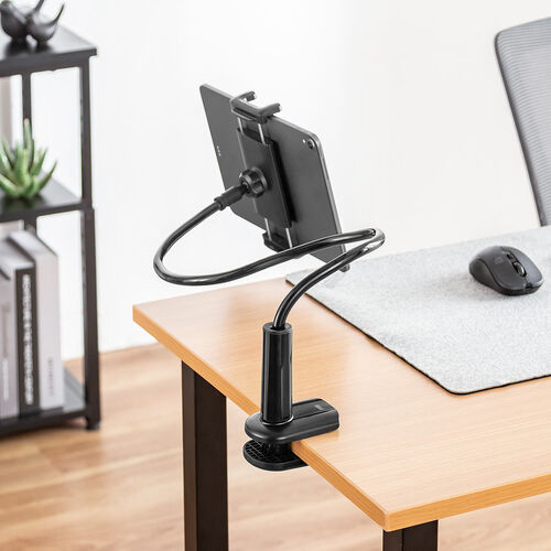 タブレットアームスタンド（フレキシブルアーム・自由自在・スマホアーム・クランプ固定式・デスクサイド・ベッドサイド・寝ながら・360度回転）