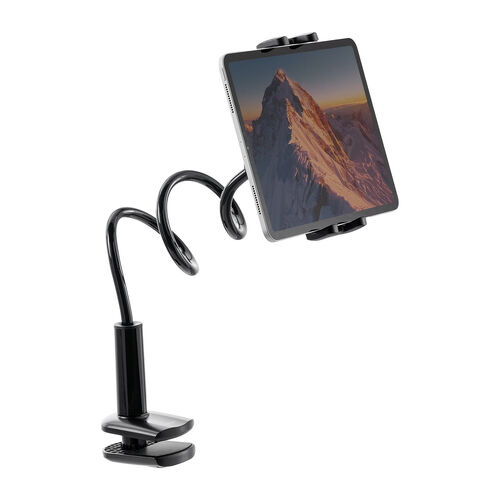タブレットアームスタンド（フレキシブルアーム・自由自在・スマホアーム・クランプ固定式・デスクサイド・ベッドサイド・寝ながら・360度回転）