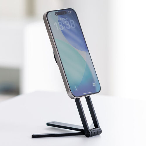 MagSafe対応スマホスタンド（スマホ三脚・折りたたみ式・持ち運び・ミニ三脚・自撮り棒・360°回転・無段階角度調整・縦置き・横置き・ iPhone/Android・メタルリング付属）