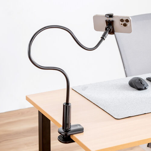 スマホホルダー（フレキシブルアーム・3.5～6インチまで対応・自由自在・スマホアーム・クランプ固定式・デスクサイド・ベッドサイド・寝ながら・360度回転）