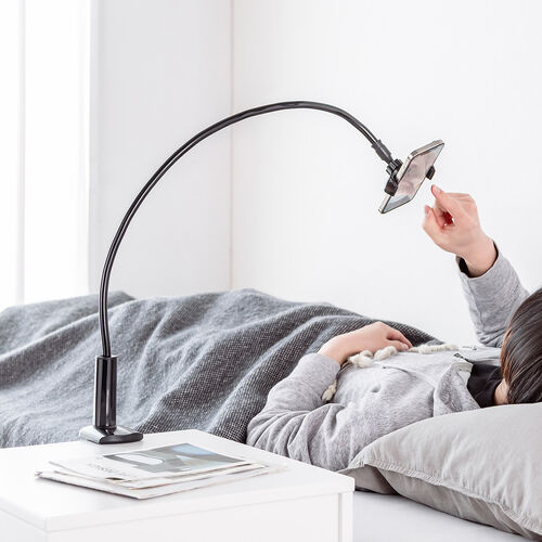 スマホホルダー（フレキシブルアーム・3.5～6インチまで対応・自由自在・スマホアーム・クランプ固定式・デスクサイド・ベッドサイド・寝ながら・360度回転）