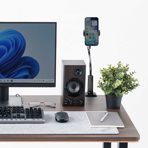 スマホホルダー（フレキシブルアーム・3.5～6インチまで対応・自由自在・スマホアーム・クランプ固定式・デスクサイド・ベッドサイド・寝ながら・360度回転）