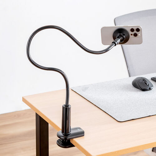 スマホホルダー（フレキシブルアーム・MagSafe対応・マグネットリング付属・自由自在・スマホアーム・クランプ固定式・デスクサイド・ベッドサイド・寝ながら・360度回転）