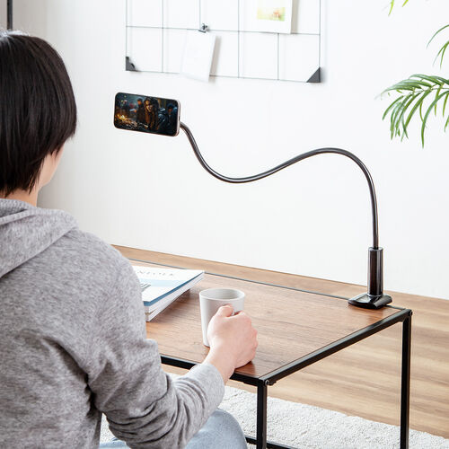 スマホホルダー（フレキシブルアーム・MagSafe対応・マグネットリング付属・自由自在・スマホアーム・クランプ固定式・デスクサイド・ベッドサイド・寝ながら・360度回転）