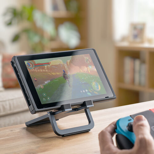 スマホスタンド（折りたたみ・薄型タイプ・アルミ製・無段階角度調整・持ち運び便利・動画視聴・WEB会議・卓上スタンド・グレー）