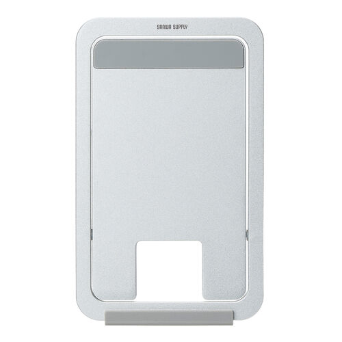 スマホスタンド（折りたたみ・薄型タイプ・アルミ製・無段階角度調整・持ち運び便利・動画視聴・WEB会議・卓上スタンド・シルバー）