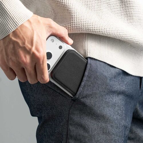MagSafe対応スマホスタンド（2WAYスタンド・カード収納付き・カードケース・折りたたみ・薄型・マグネット着脱・角度調整・iPhone対応・動画視聴・オンライン会議・ブラック）