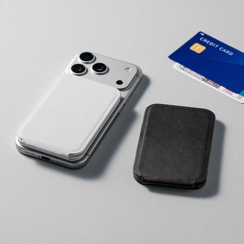 MagSafe対応スマホスタンド（2WAYスタンド・カード収納付き・カードケース・折りたたみ・薄型・マグネット着脱・角度調整・iPhone対応・動画視聴・オンライン会議・ホワイト）
