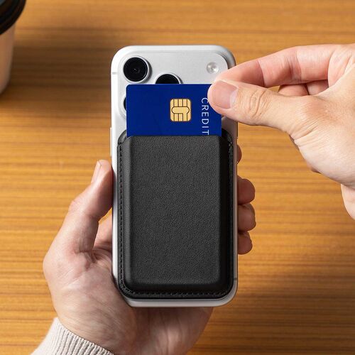 MagSafe対応スマホスタンド（カード収納付き・カードケース・マグネット着脱・ウォレットスタンド・薄型・角度調整・iPhone対応・ブラック）