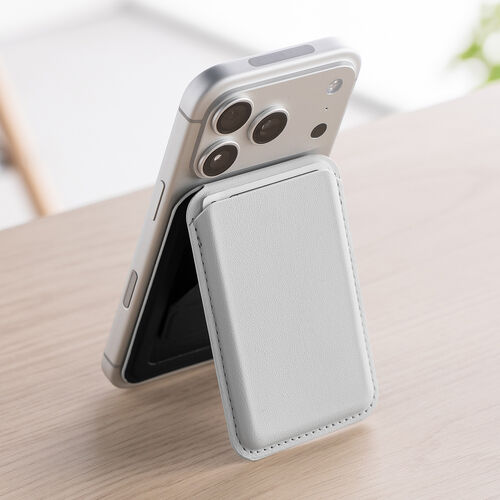 MagSafe対応スマホスタンド（カード収納付き・カードケース・マグネット着脱・ウォレットスタンド・薄型・角度調整・iPhone対応・ホワイト）