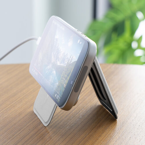 MagSafe対応スマホスタンド（カード収納付き・カードケース・マグネット着脱・ウォレットスタンド・薄型・角度調整・iPhone対応・ホワイト）