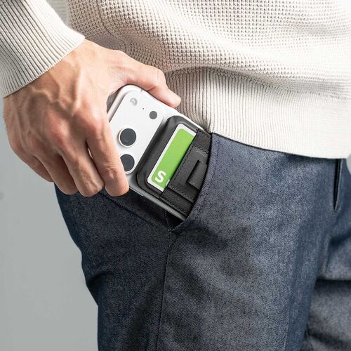 MagSafe対応スマホスタンド（カード収納付き・カードケース・マグネット着脱・角度調整・指フック・iPhone対応・ブラック）