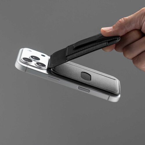 MagSafe対応スマホスタンド（カード収納付き・カードケース・マグネット着脱・角度調整・指フック・iPhone対応・ブラック）