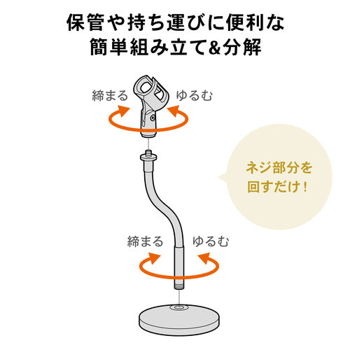 卓上マイクスタンド（グースネックタイプ・フレキシブルアーム・差し込み式マイクホルダー・選挙グッズ）
