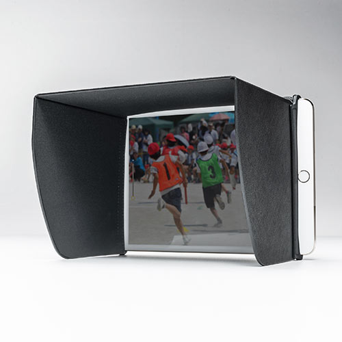 iPad・タブレット用遮光フード（サンシェード・屋外用・日焼けフード・日光時見やすく・Sサイズ）