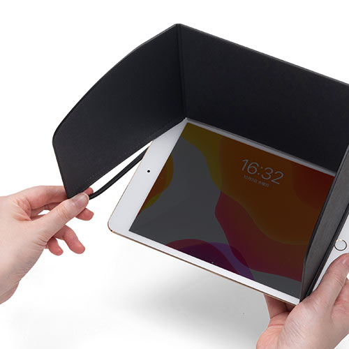 iPad・タブレット用遮光フード（サンシェード・屋外用・日焼けフード・日光時見やすく・Sサイズ）